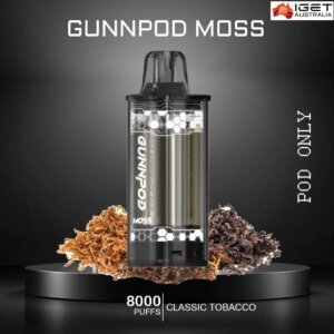 GUNNPOD MOSS – CLASSIC TOBACCO – 8000 PUFFS – POD ONLY