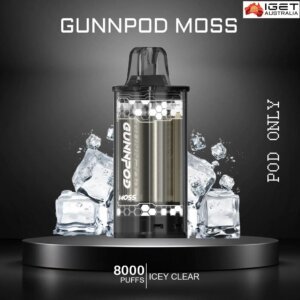 GUNNPOD MOSS – ICY CLEAR – 8000 PUFFS – POD ONLY